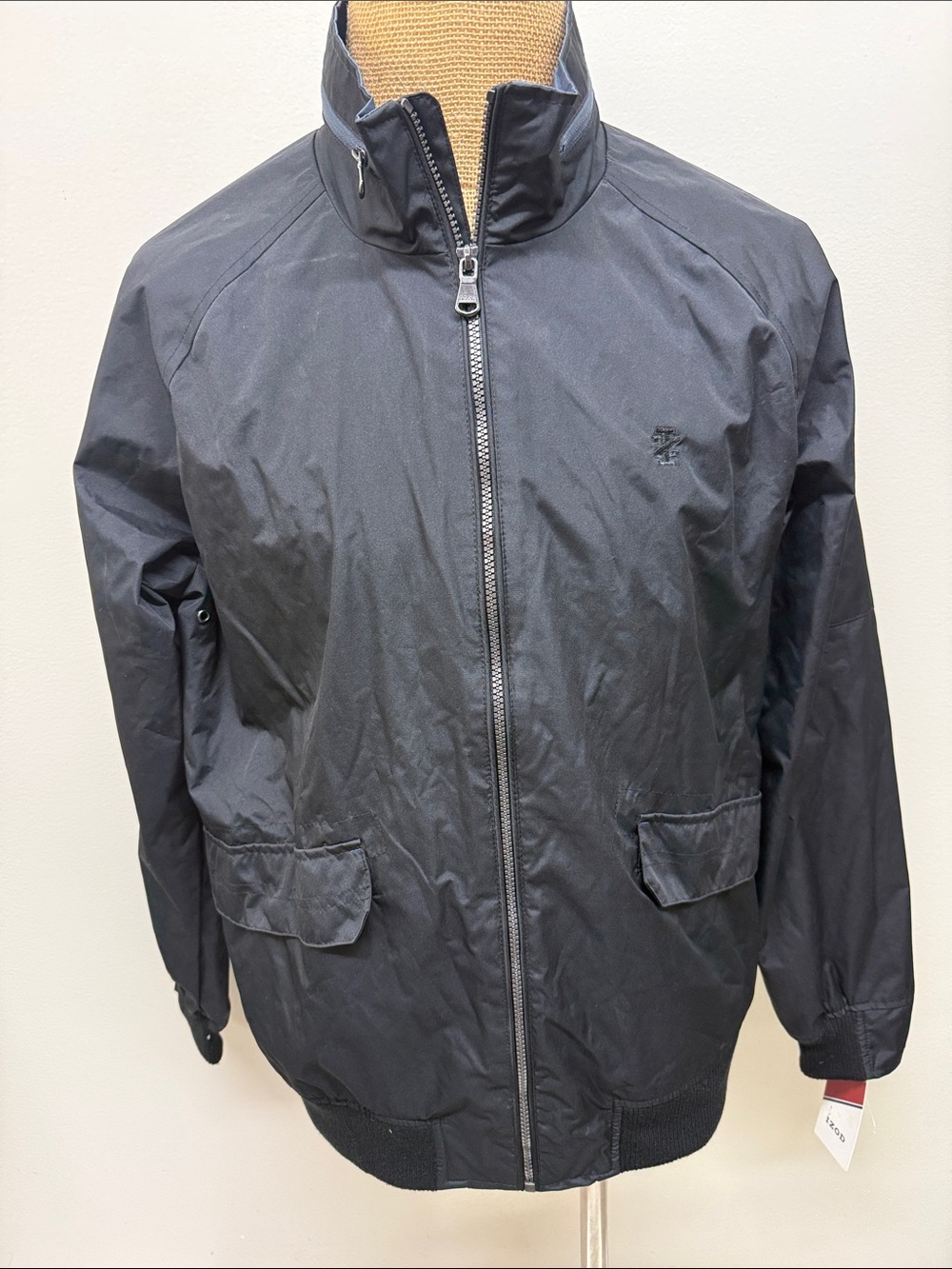 Izod Men's Black Full-Zip Windbreaker Bomber Jacket